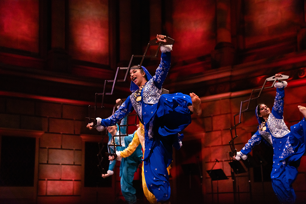 A member of Bhangra performs in Celebrate Rochester at a past Welcome Week