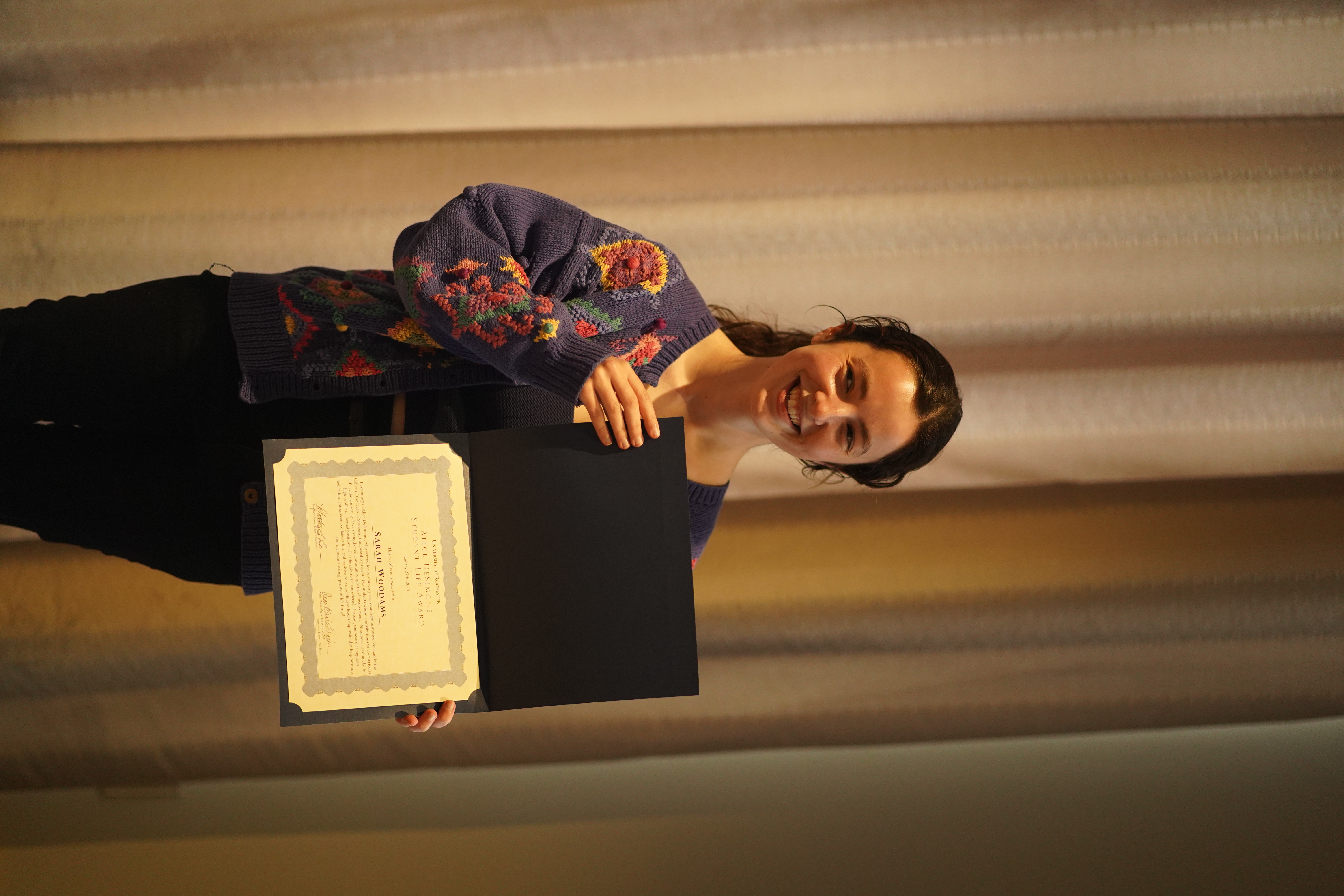 Sarah Woodams accepting award