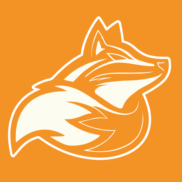 Logo of fox on orange background