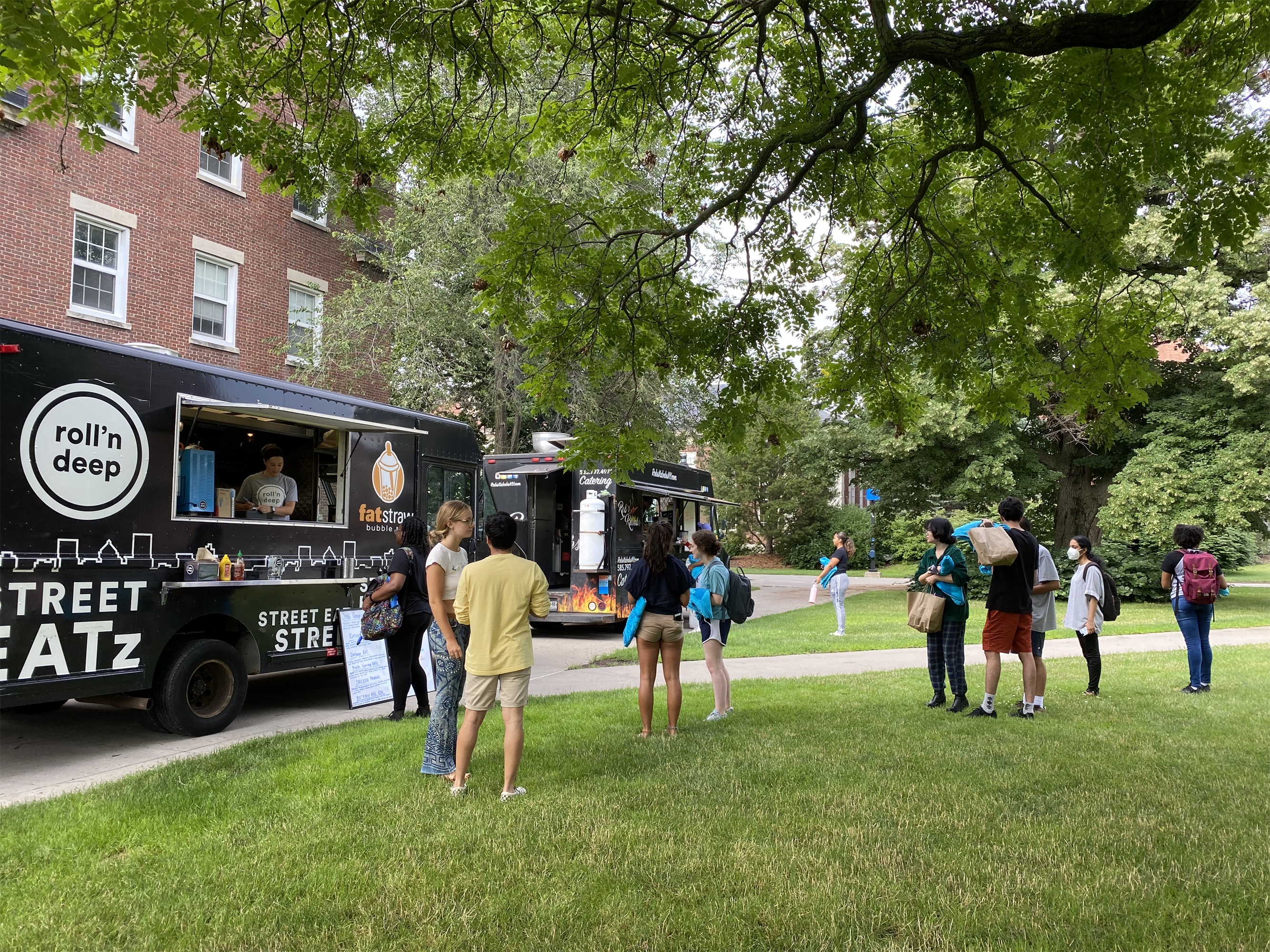 Photo of students at a food truck