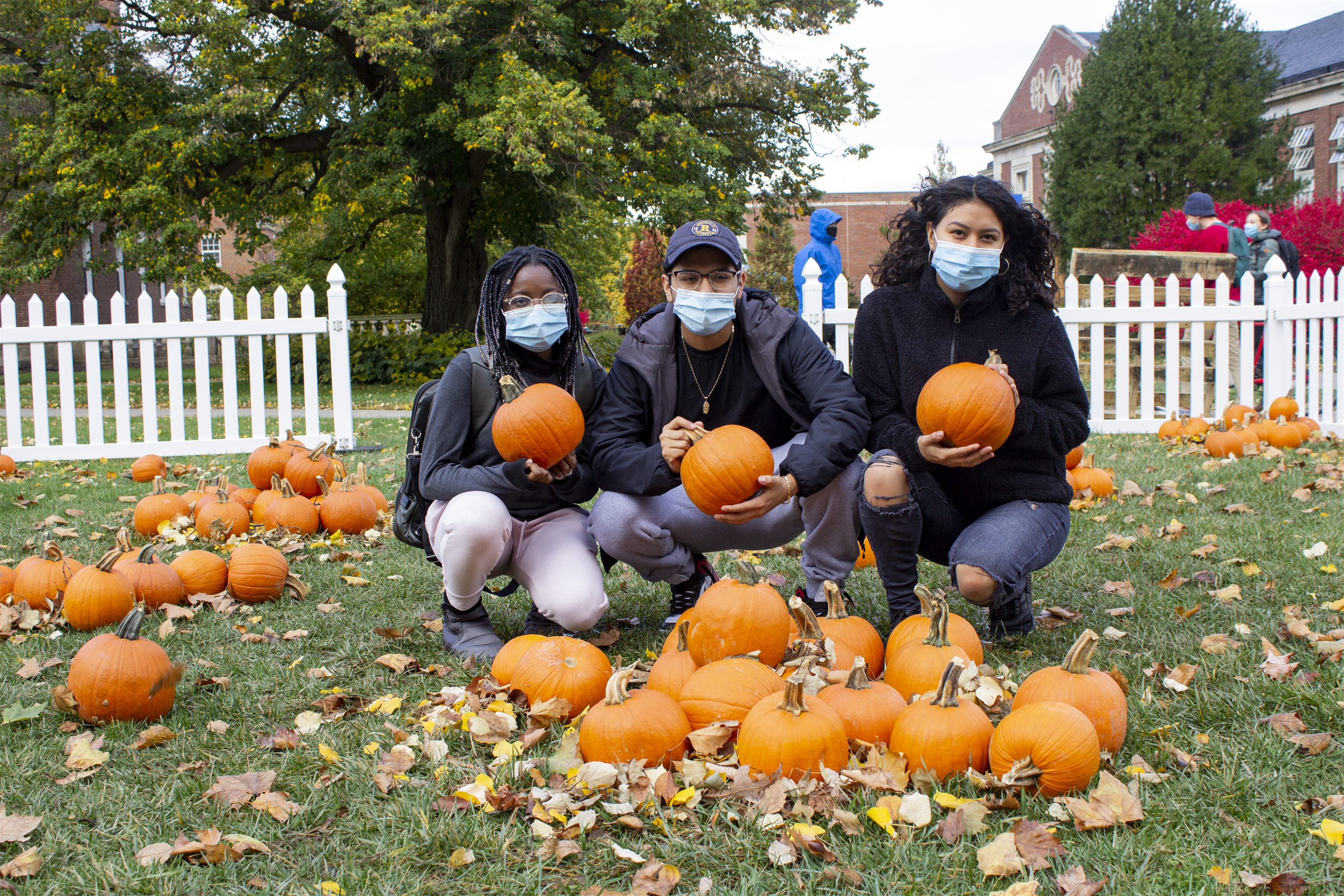 Students at a pumpkin patch