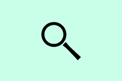 Magnifying glass illustration over pale green background