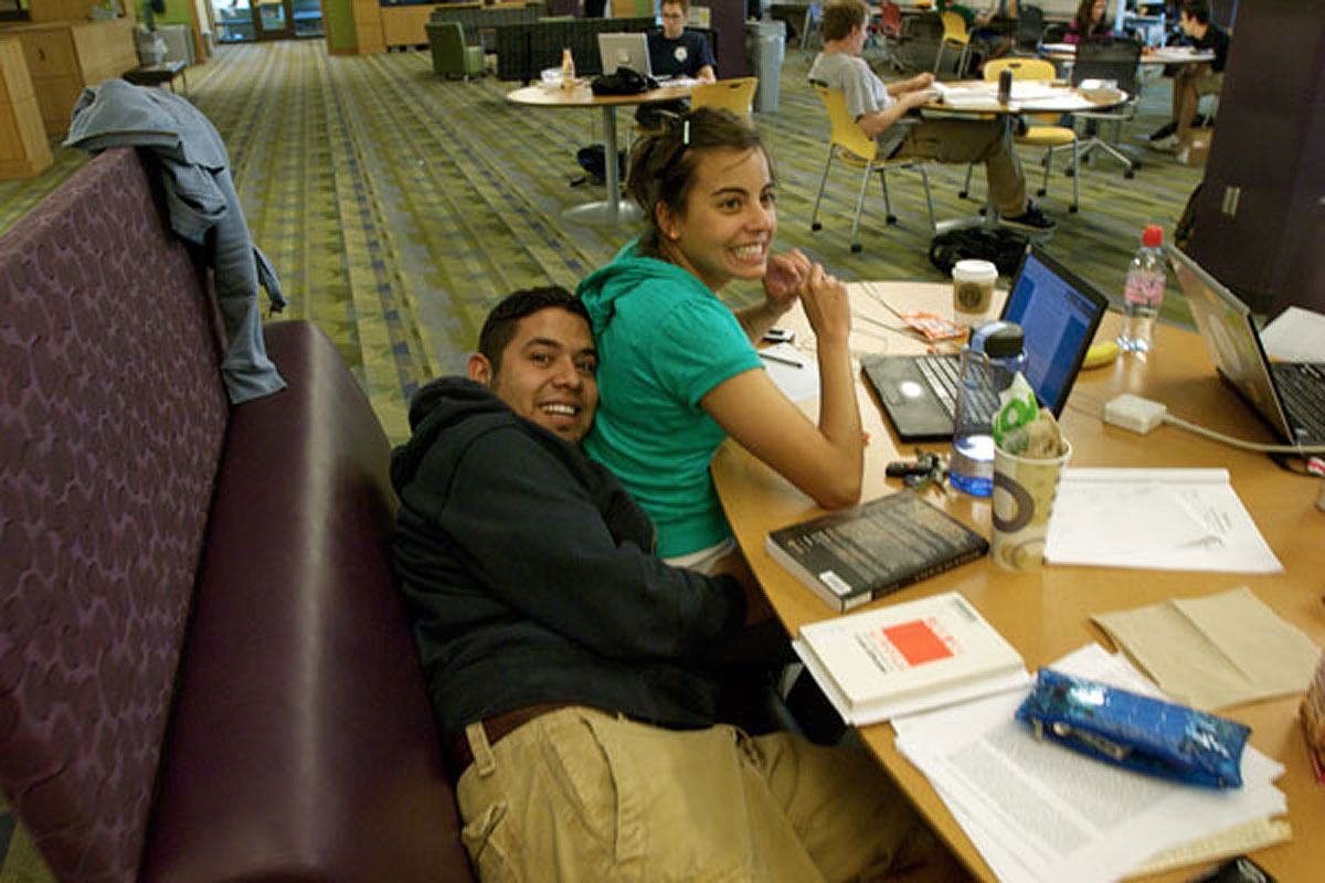 students in Gleason Library