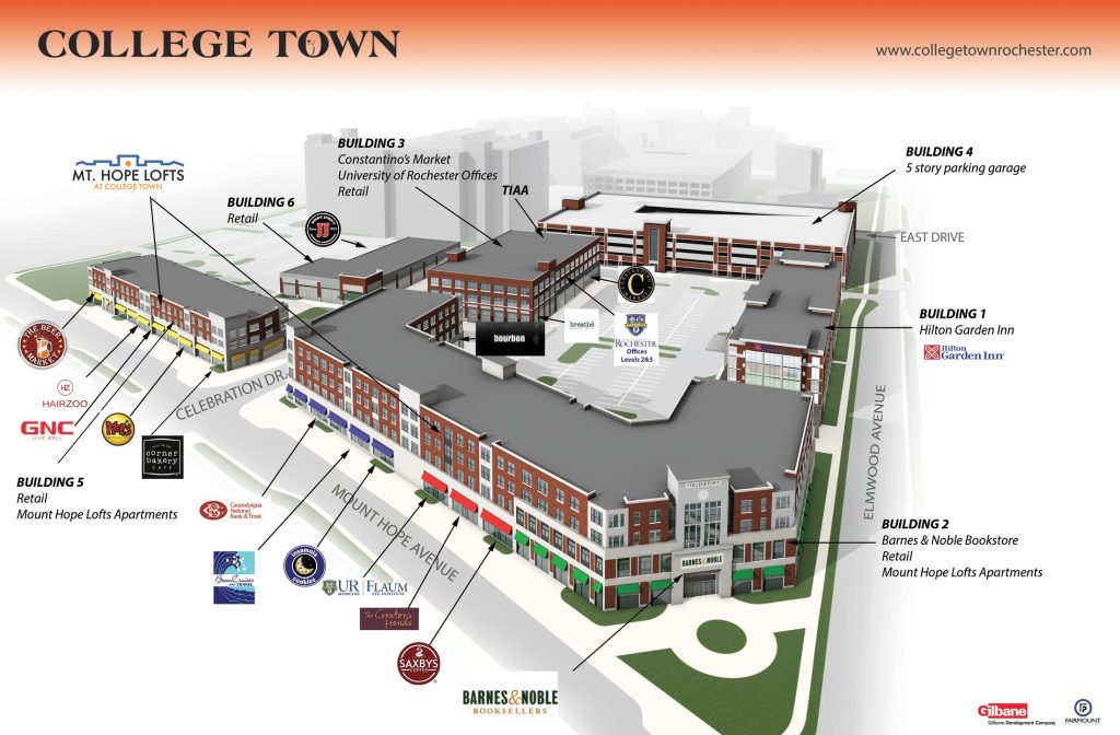 map listing the business to be opened in College Town