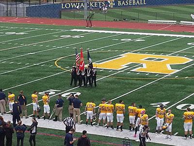 color guard on football field