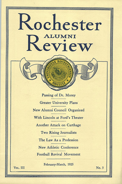 Cover from 1925 issue of Rochester Review
