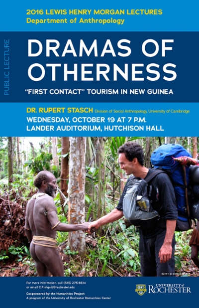 Event poster showing tribesman and a hiker