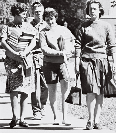 historic images of students on campus from 1966