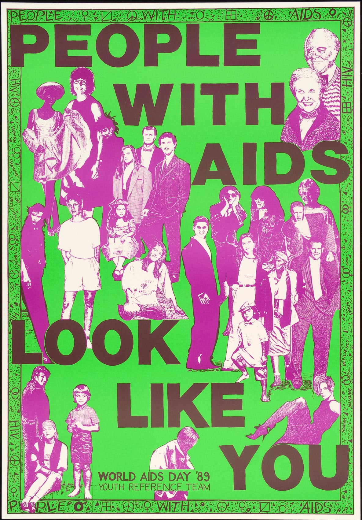 AIDS poster with collage of people reads PEOPLE WITH AIDS LOOK LIKE YOU