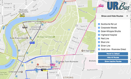 screenshot of bus route map