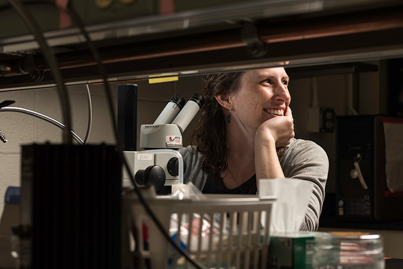 Ellen Martinson smiles in her lab