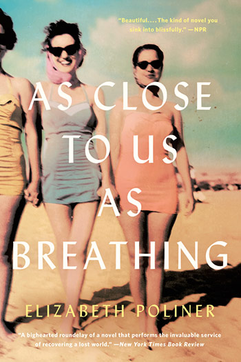 book cover showing women in 1960s swimsuits holding hands on a beach