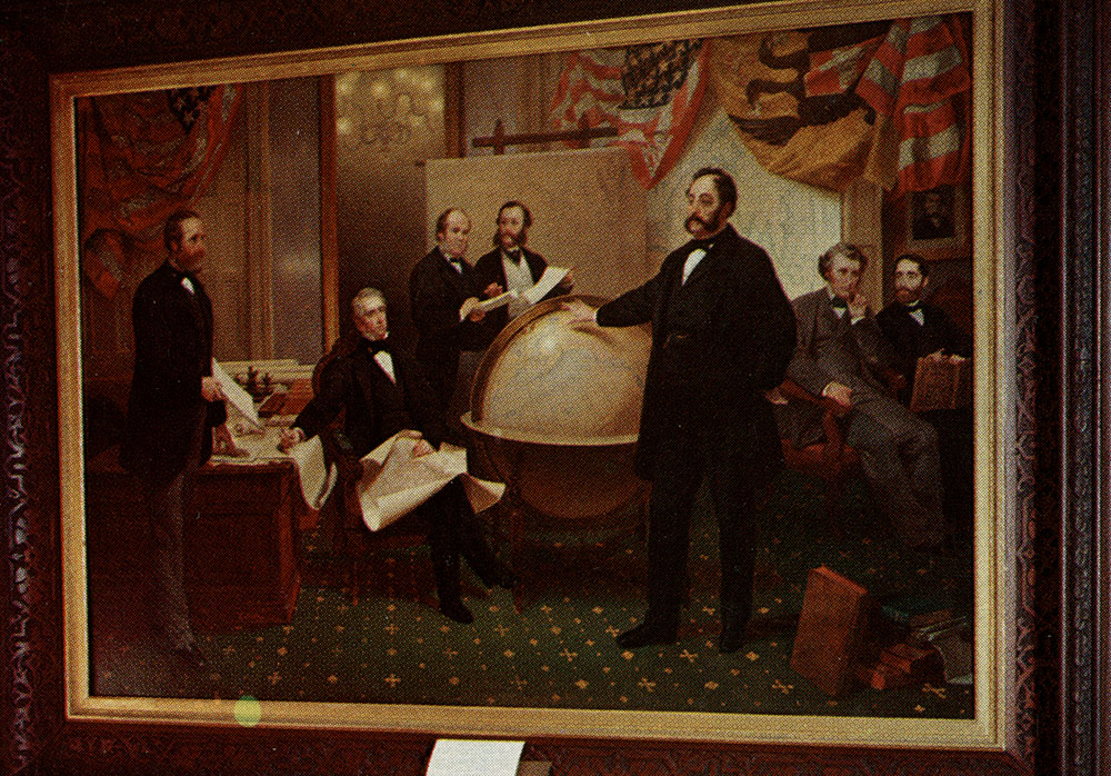 framed painting showing the signing of a treaty