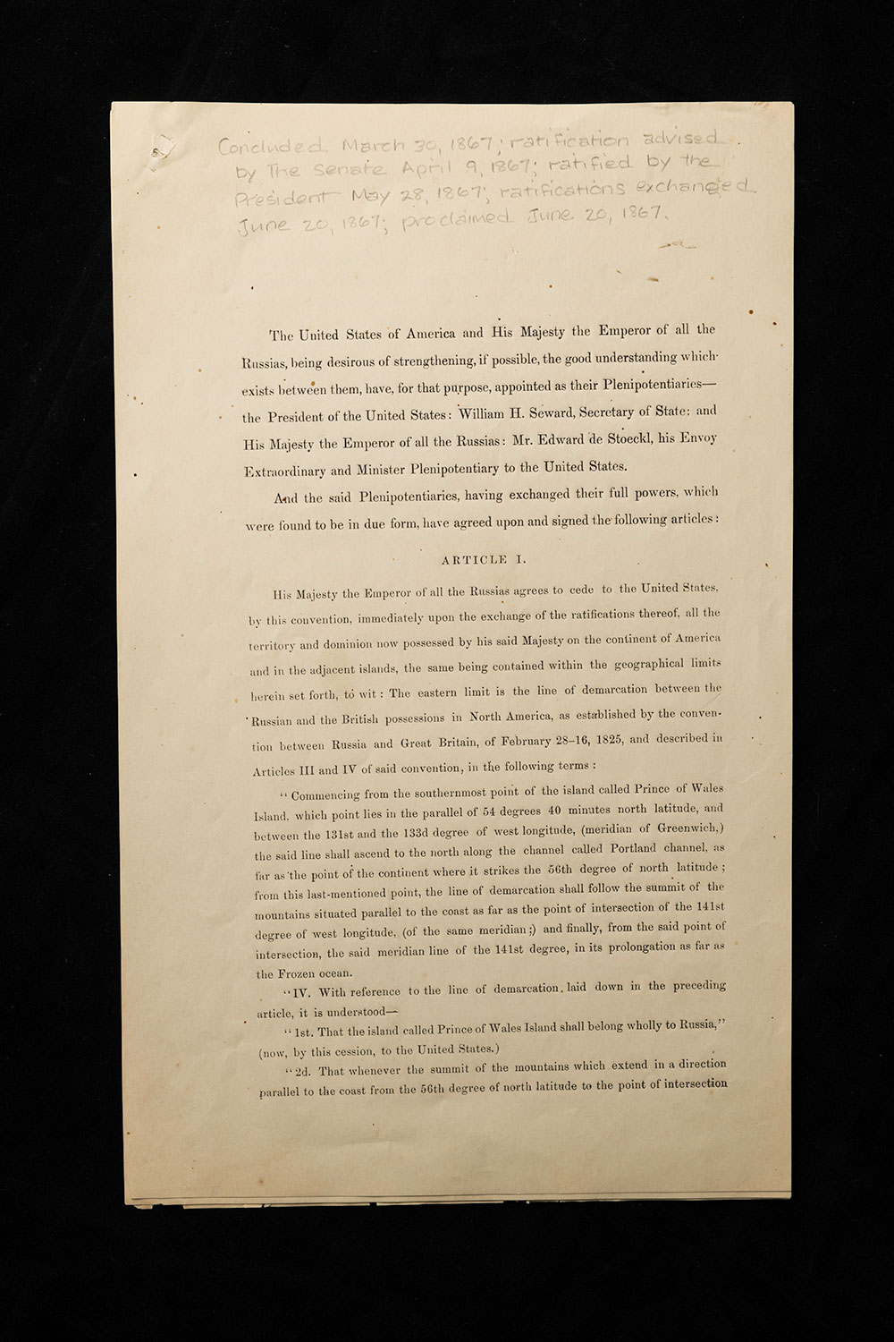 document shows the first page of the treaty between the United States and Russia