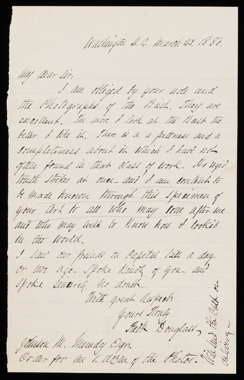 handwritten letter sent by Frederick Douglass