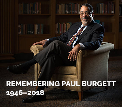 photo of Paul Burgett with text that reads REMEMBERING PAUL BURGETT