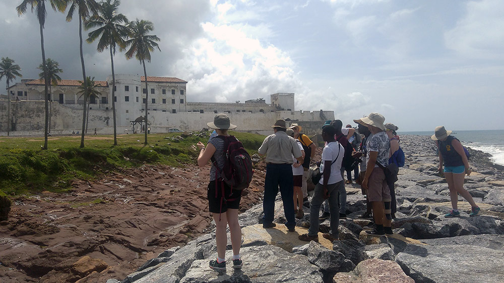 group of students outside Elmina Castle.