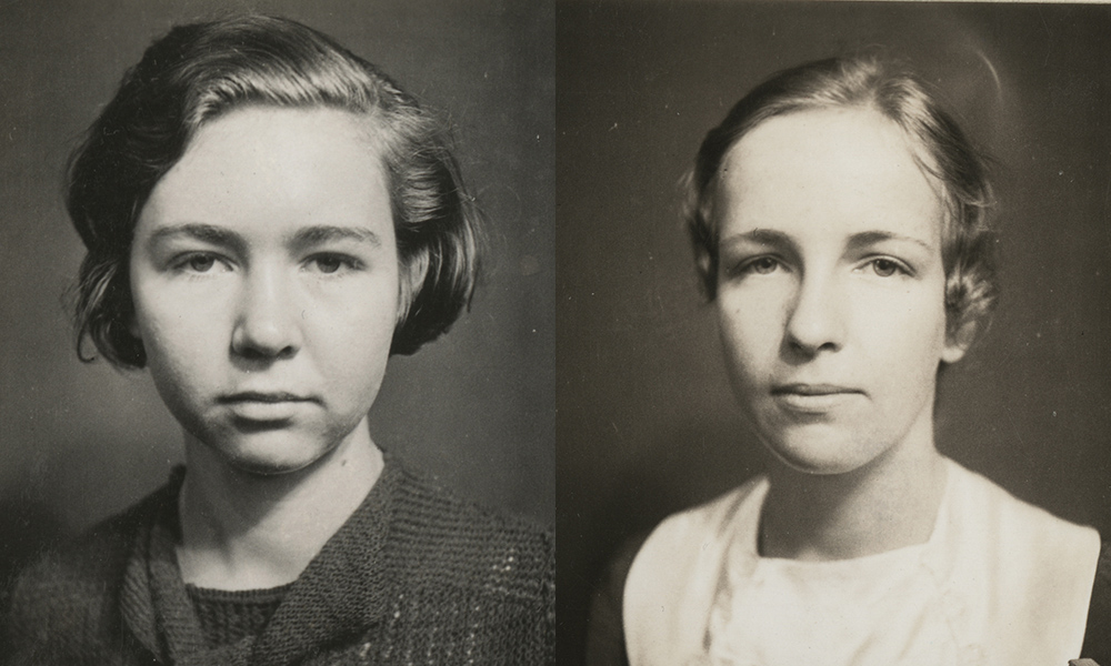 old yearbook photos of two young women