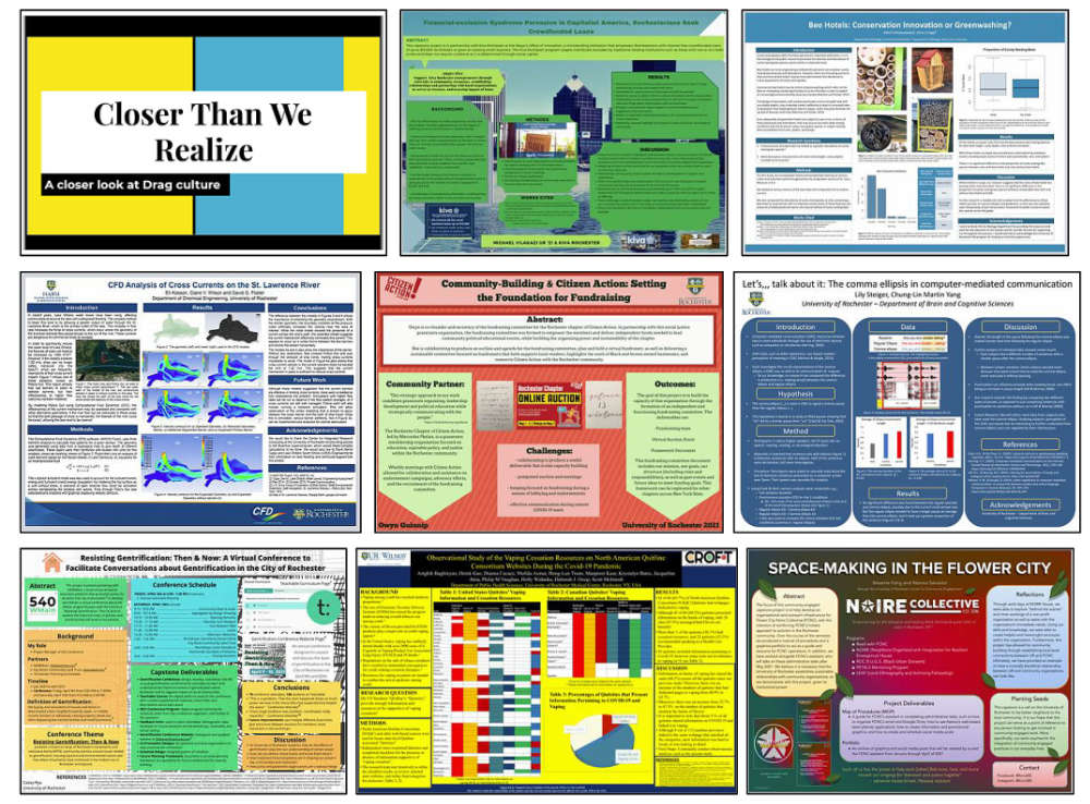Collage of nine posters from the 2021 Undergraduate Research Expo.