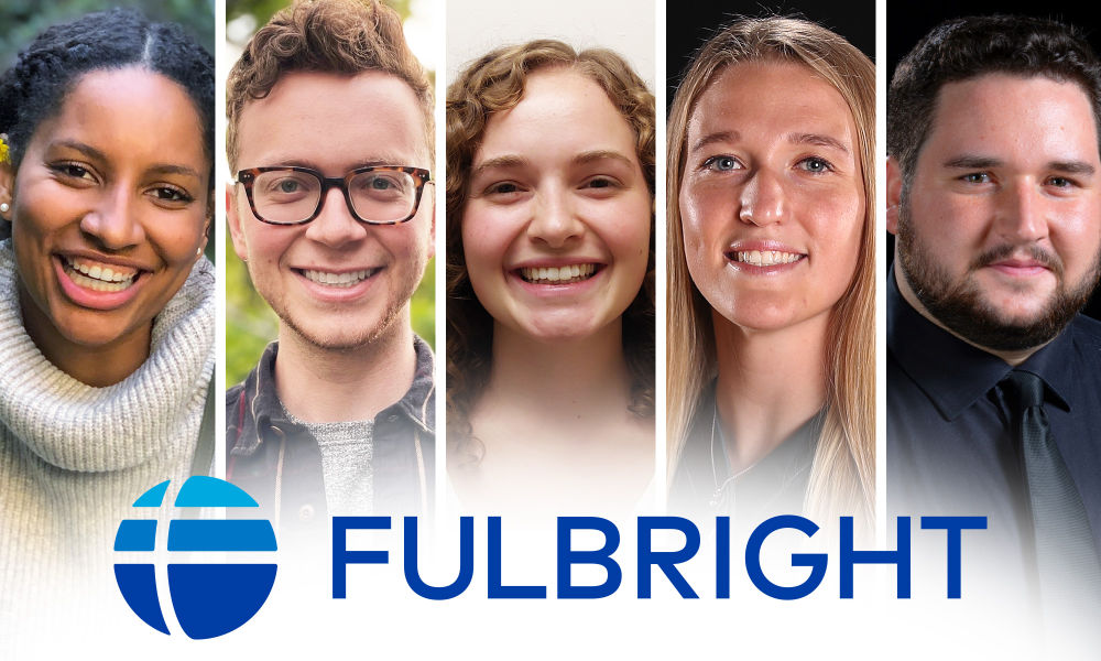 headshots of 5 Fulbright recipients