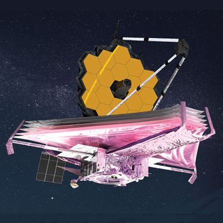 illustration of James Webb Space Telescope in space.