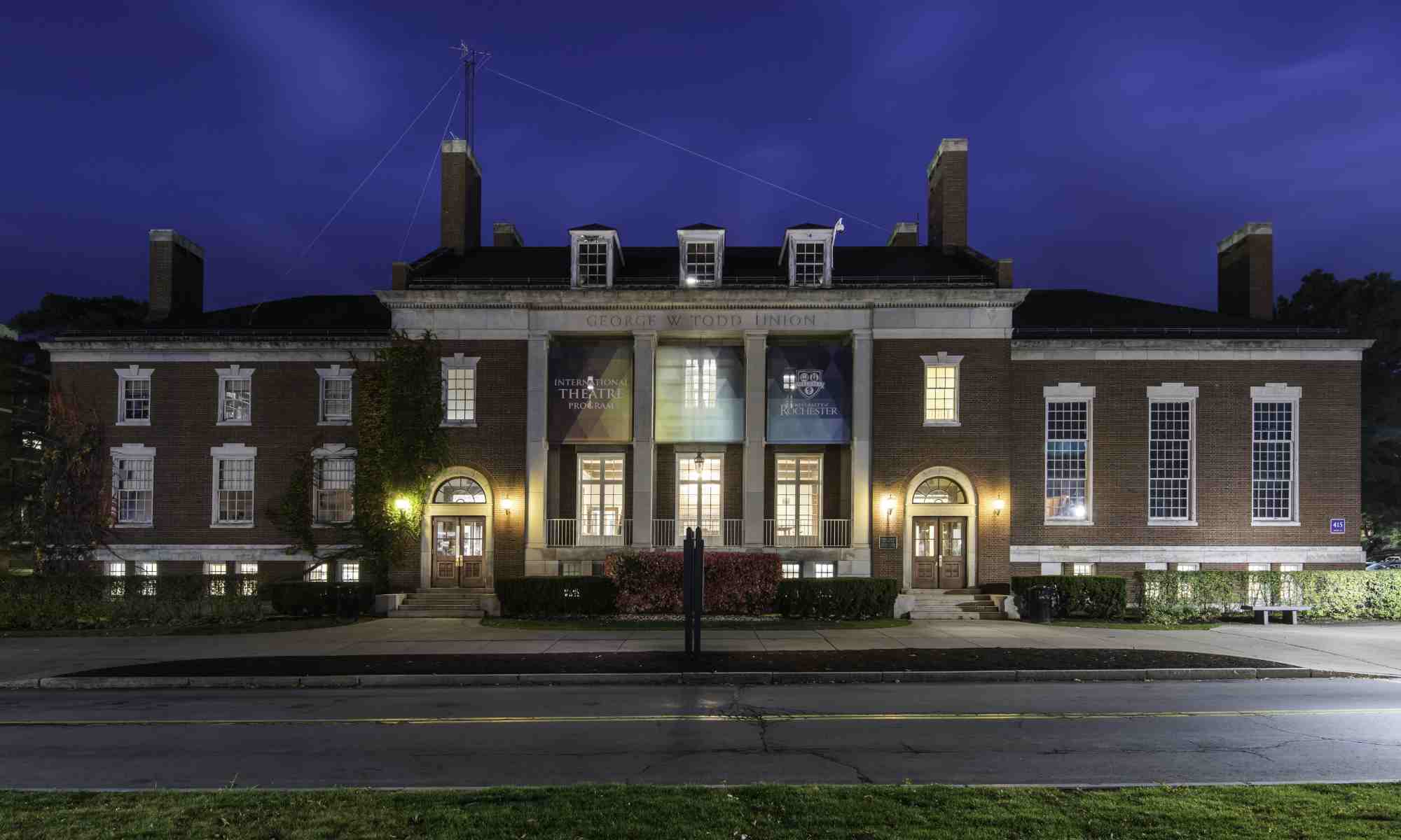 Exterior view of Todd Union at dusk.