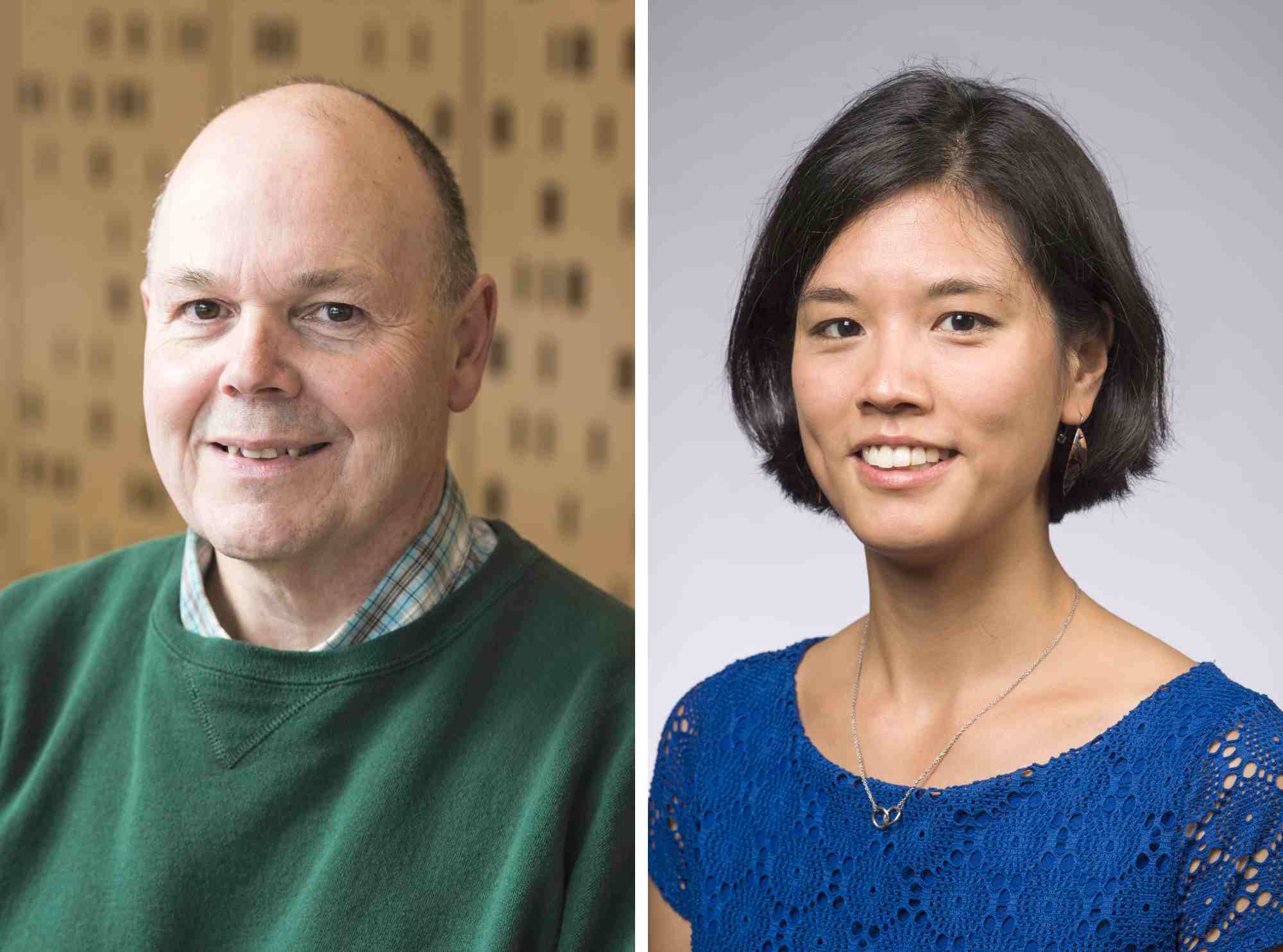 Diptych of two headshots featuring Mark Bocko and Jessica Shang.