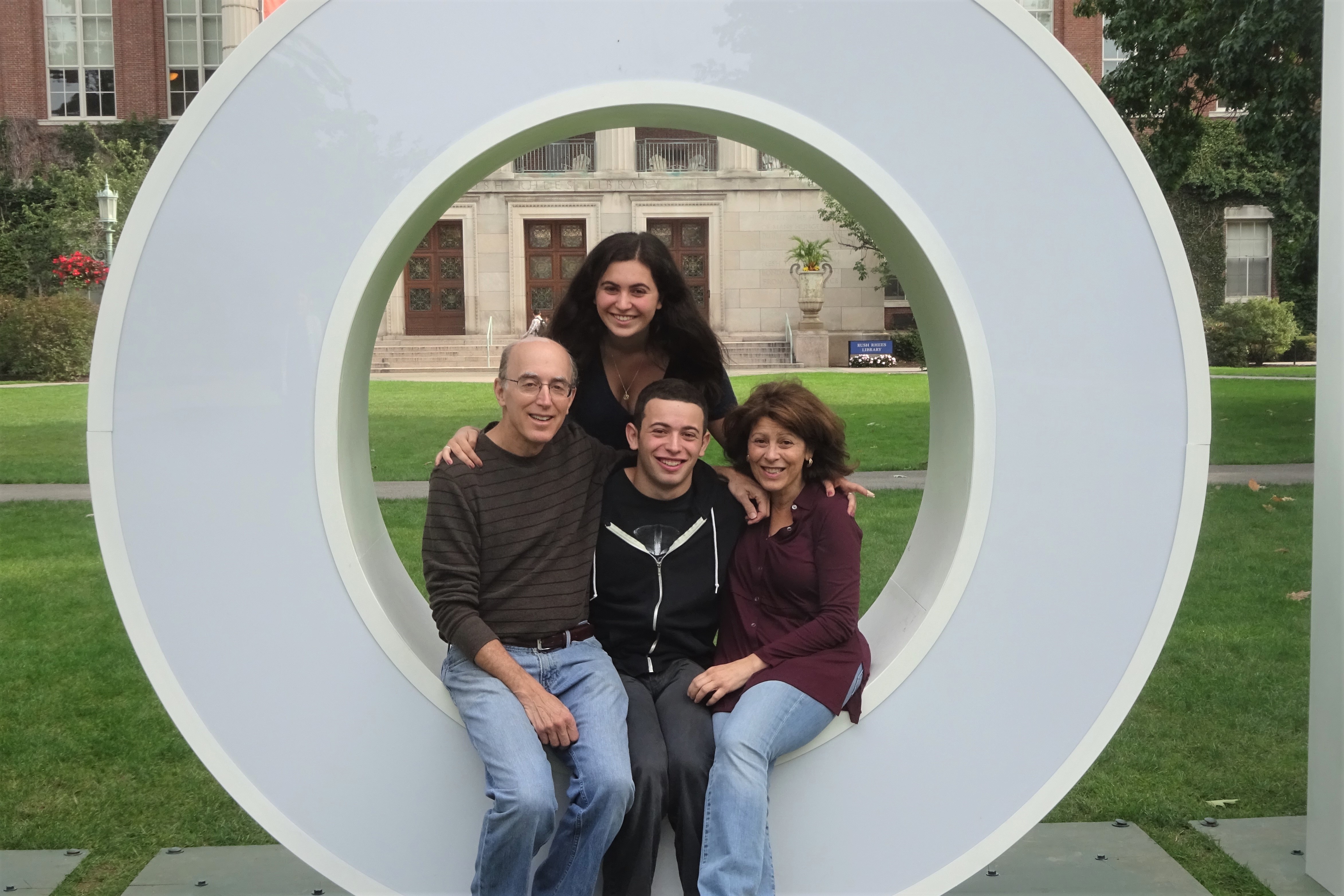 Family photo on campus