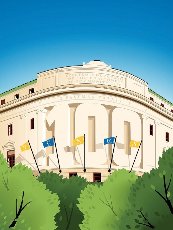 Rendering of Eastman School of Music and Eastman Theatre at the University of Rochester