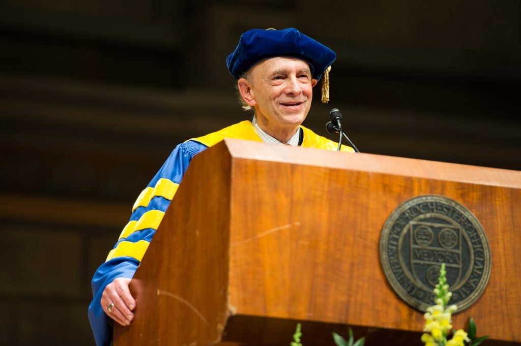 University of Rochester alumni Harvey Alter delivers the commencement address.