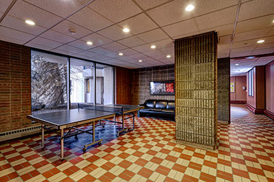 An interior view of the lobby of Goler House.