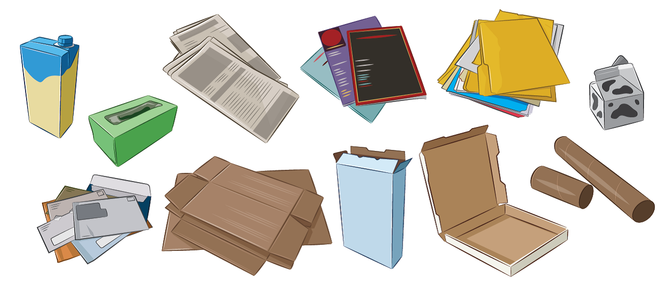 illustration of paper products