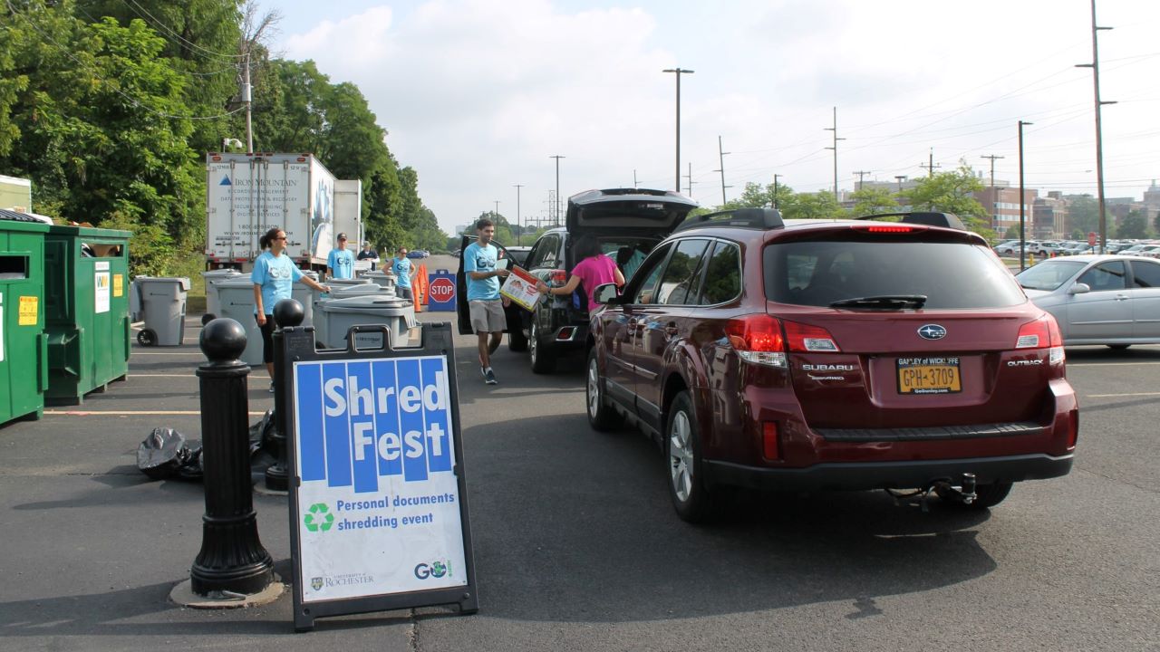 Cars lined up at the University's annual Shred Fest event